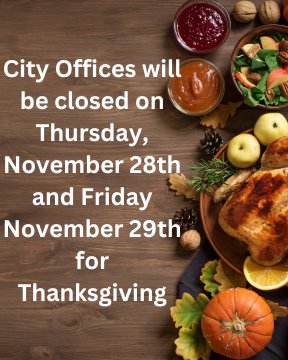 City Offices Closed in Observance of Thanksgiving