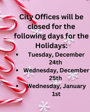 City Offices Closed – Holiday Schedule