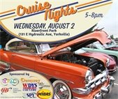 Cruise Night! August 2 · 5-8pm · Free at Riverfront Park (131 E Hydraulic Ave, Yorkville)