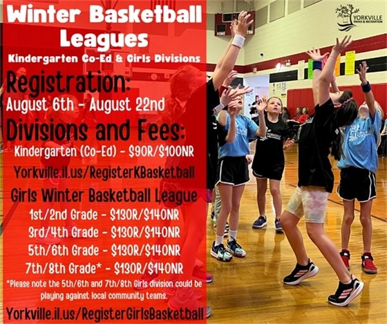 Kindergarten & Girls Winter Basketball League - Registration Opens August 6-22!