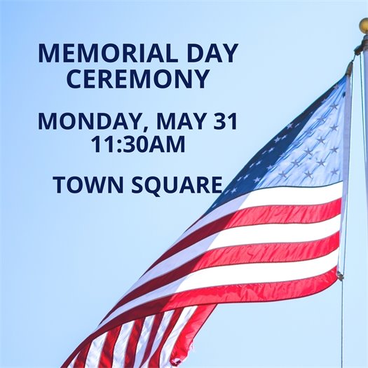 Memorial Day Ceremony - May 31st 11:30 am Town Square Park