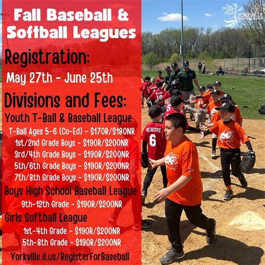 Learn more about Fall Youth Baseball/Softball and register at: