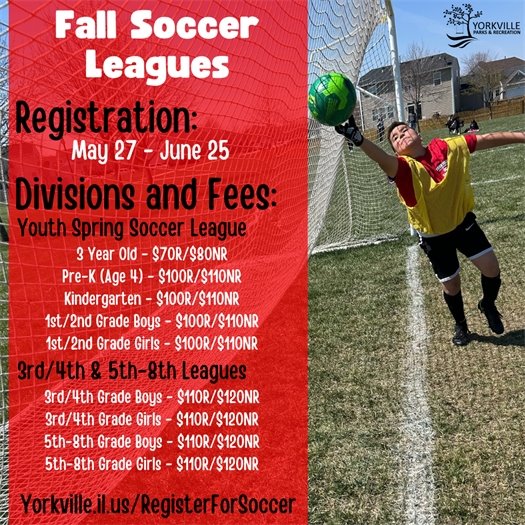 Learn more about Fall Youth Soccer and register at: 