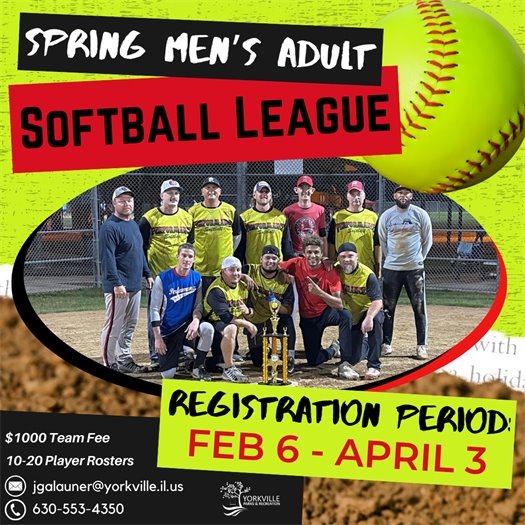 Registration for Spring Men's Adult Softball League is Now Open!