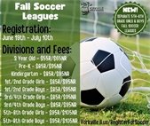 Youth Fall Soccer League Open Registration - June 19th - July 10th 
