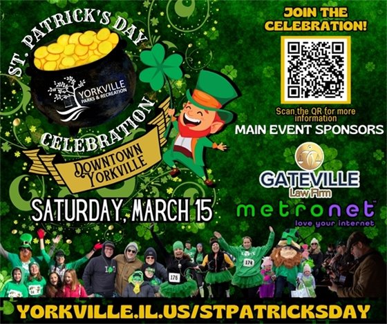 Yorkville St. Patrick’s Day Celebration is Saturday, March 15! 