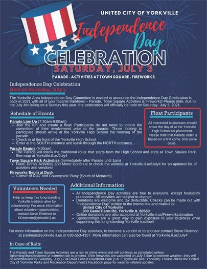 Independence Day Celebration - July 3rd