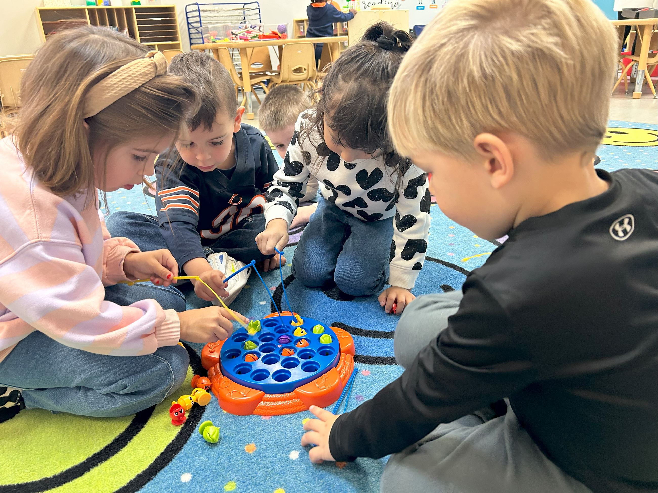 Students playing a game together.